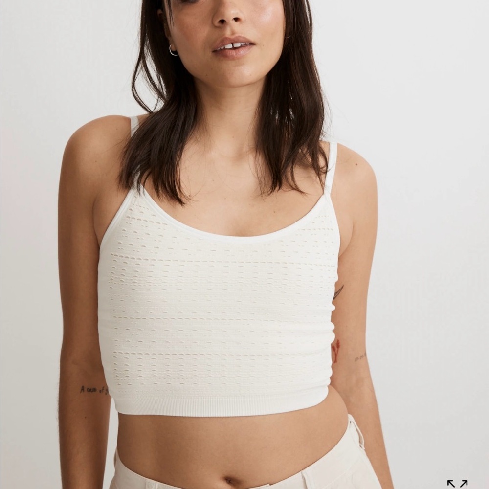 Madewell Cream MWL Eyelet Knit Tank Top